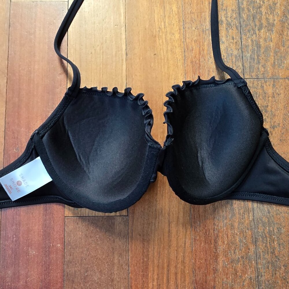 NWOT Shade & Shore Black Molded String Bikini Top Size 34C - Picture 11 of 12